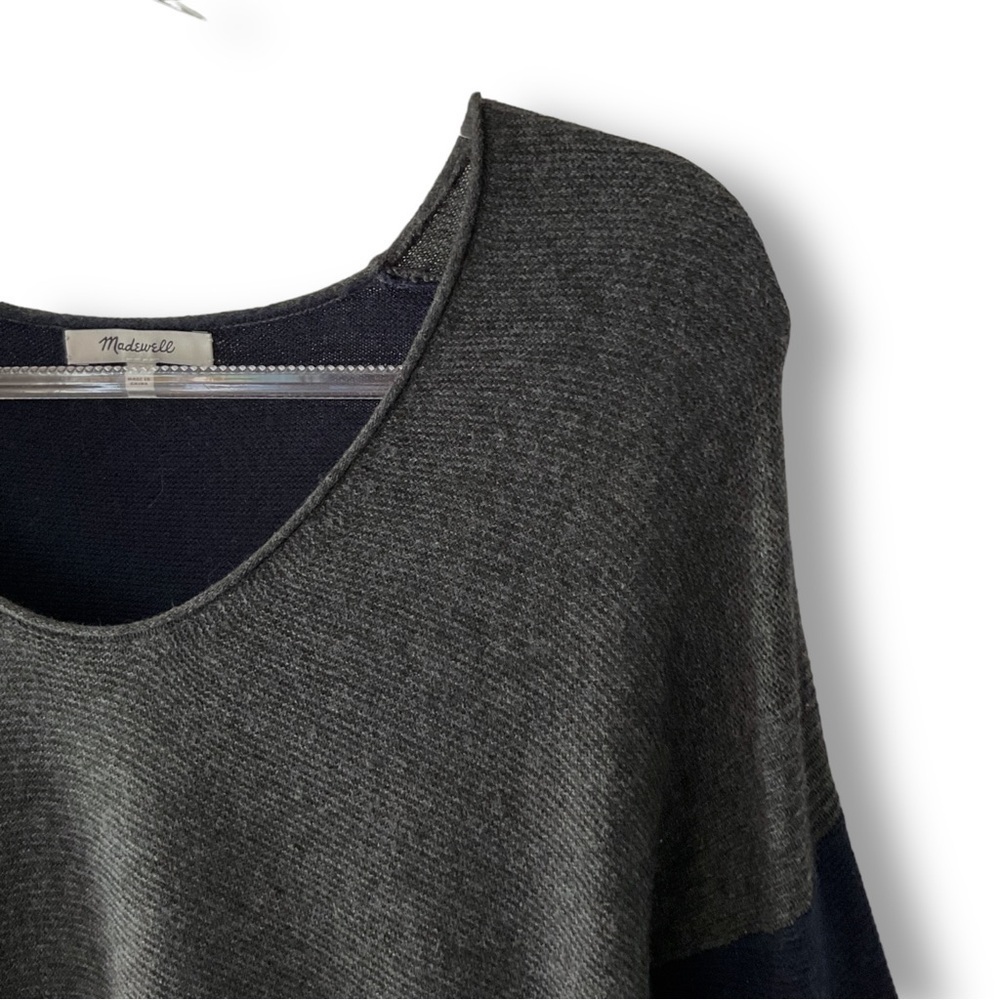 Madewell Kimball Colorblock Sweater Sz S Blue Gray Merino Wool Alpaca Blend - Picture 6 of 14